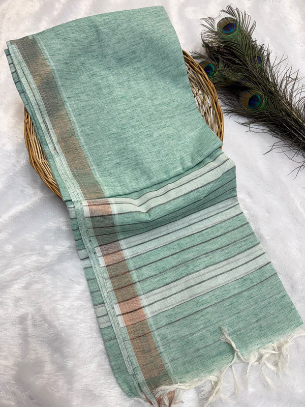 Dorothy cotton saree with zari and plain design