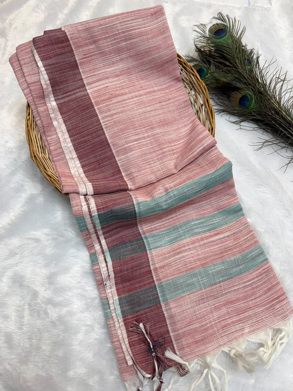 Dorothy cotton saree with zari and plain design