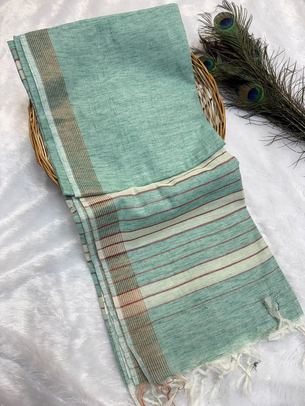 Dorothy cotton saree with zari and plain design