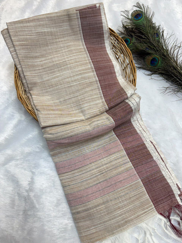 Dorothy cotton saree with zari and plain design