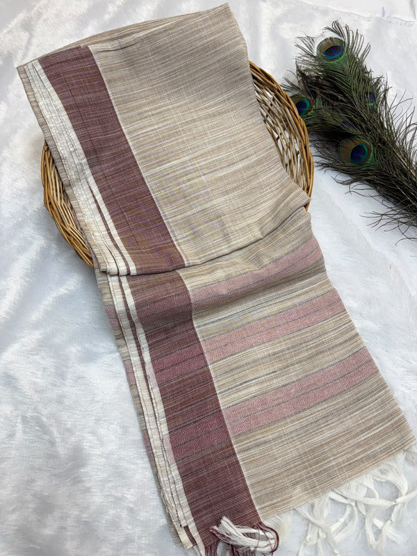 Dorothy cotton saree with zari and plain design