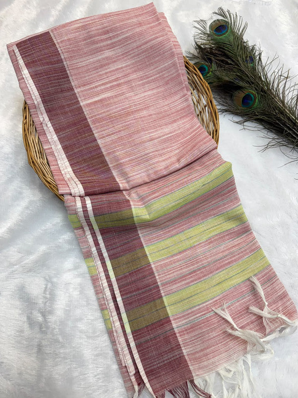 Dorothy cotton saree with zari and plain design