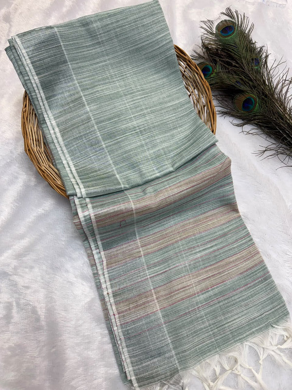 Dorothy cotton saree with zari and plain design