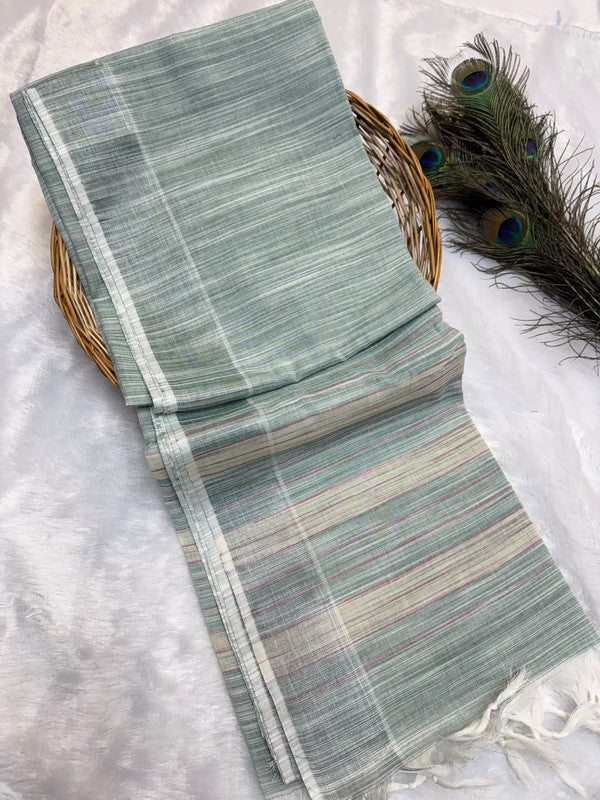 Dorothy cotton saree with zari and plain design