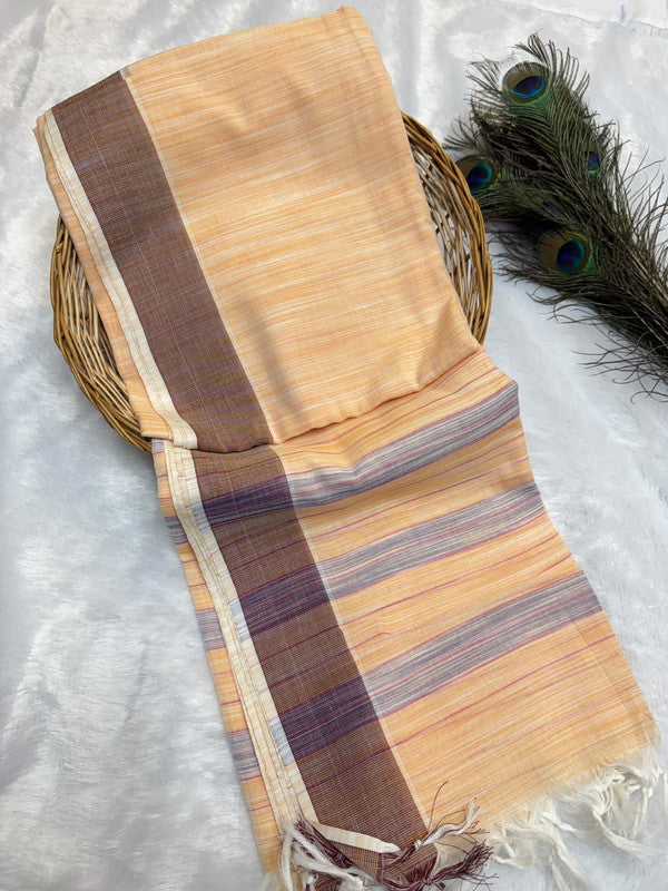 Dorothy cotton saree with zari and plain design