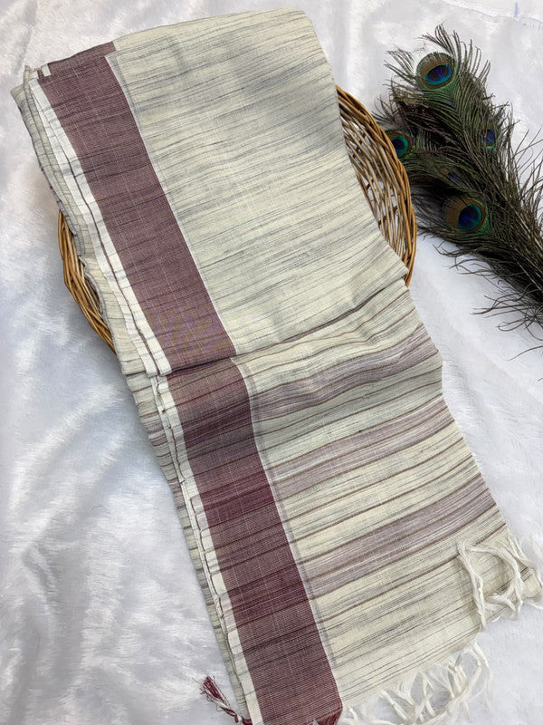 Dorothy cotton saree with zari and plain design