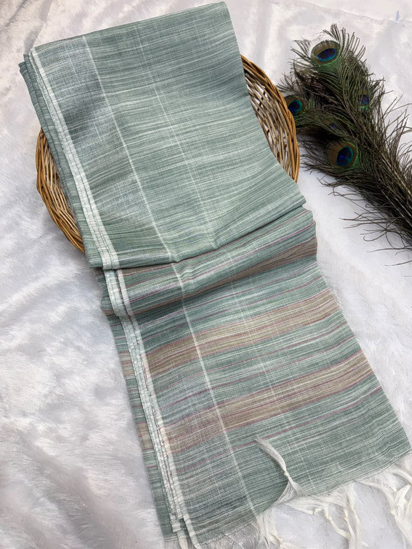 Dorothy cotton saree with zari and plain design