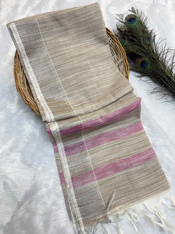 Dorothy cotton saree with zari and plain design