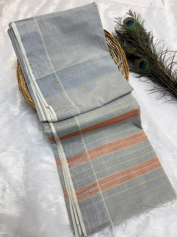 Dorothy cotton saree with zari and plain design
