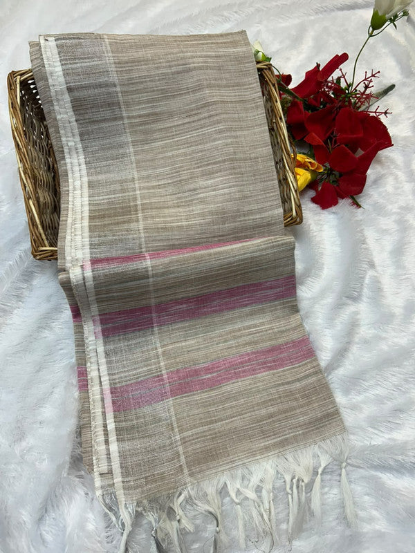 Dorothy cotton saree with zari and plain design