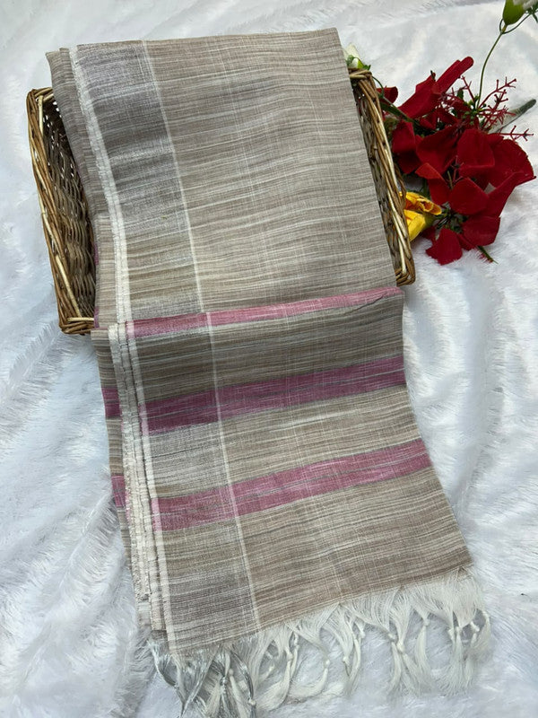Dorothy cotton saree with zari and plain design