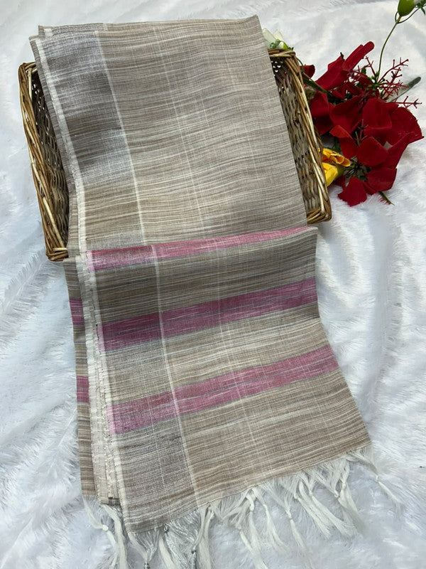 Dorothy cotton saree with zari and plain design