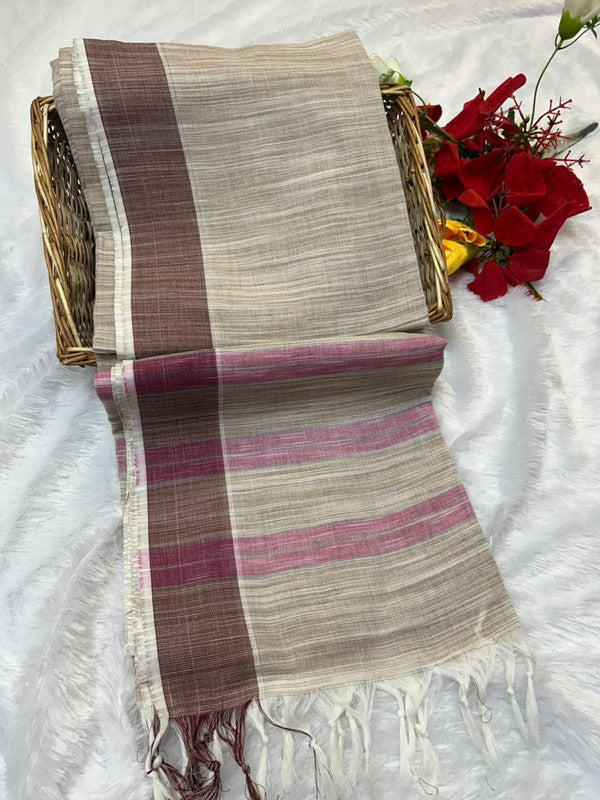 Dorothy cotton saree with zari and plain design
