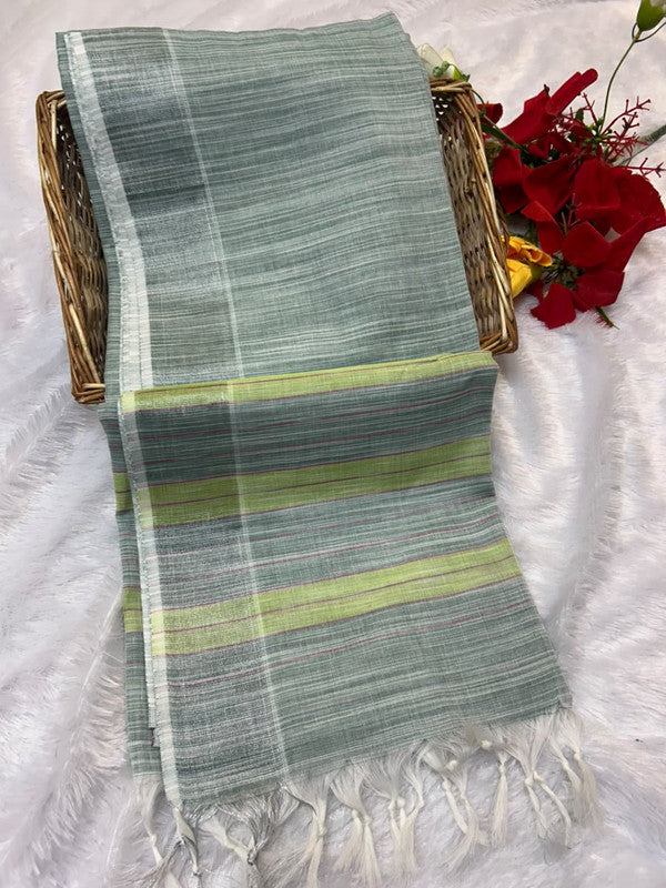 Dorothy cotton saree with zari and plain design
