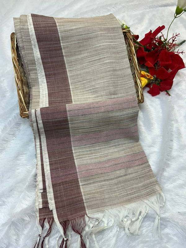 Dorothy cotton saree with zari and plain design
