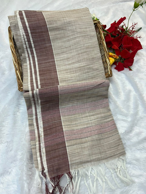 Dorothy cotton saree with zari and plain design