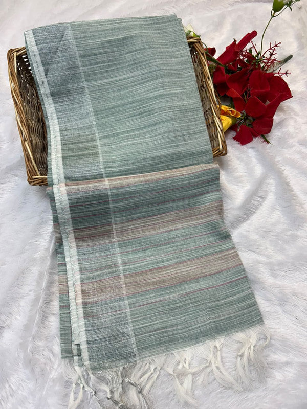 Dorothy cotton saree with zari and plain design