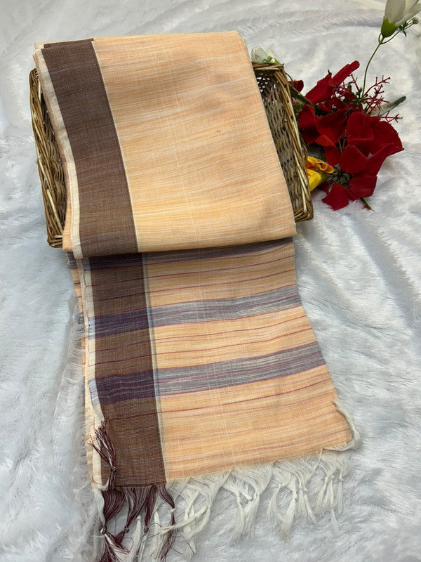 Dorothy cotton saree with zari and plain design