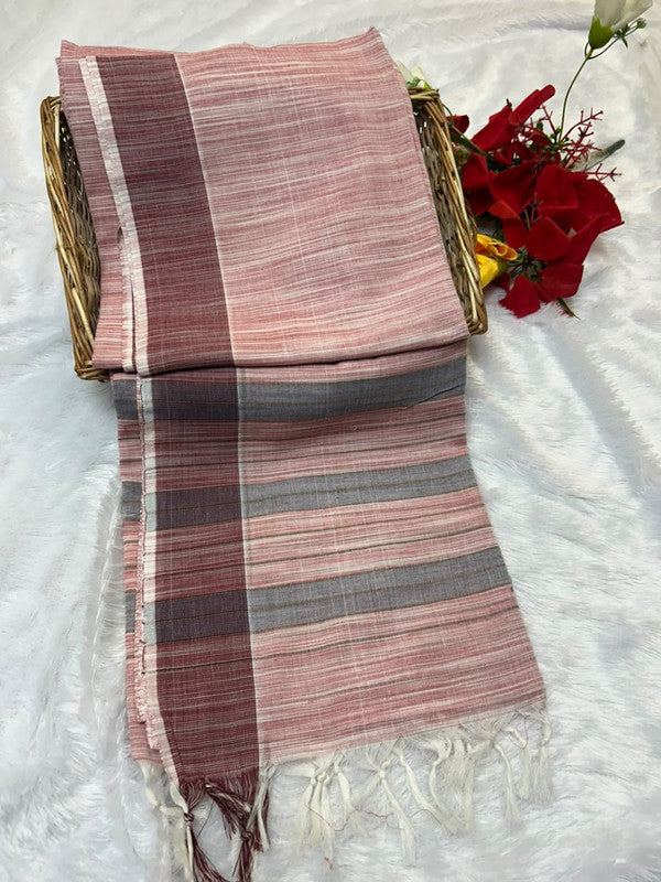 Dorothy cotton saree with zari and plain design
