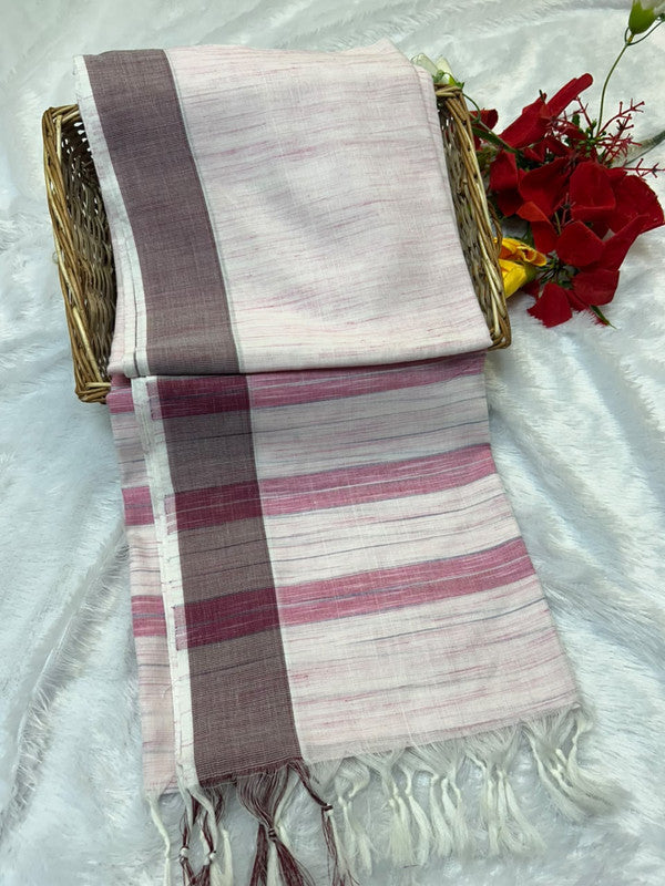 Dorothy cotton saree with zari and plain design