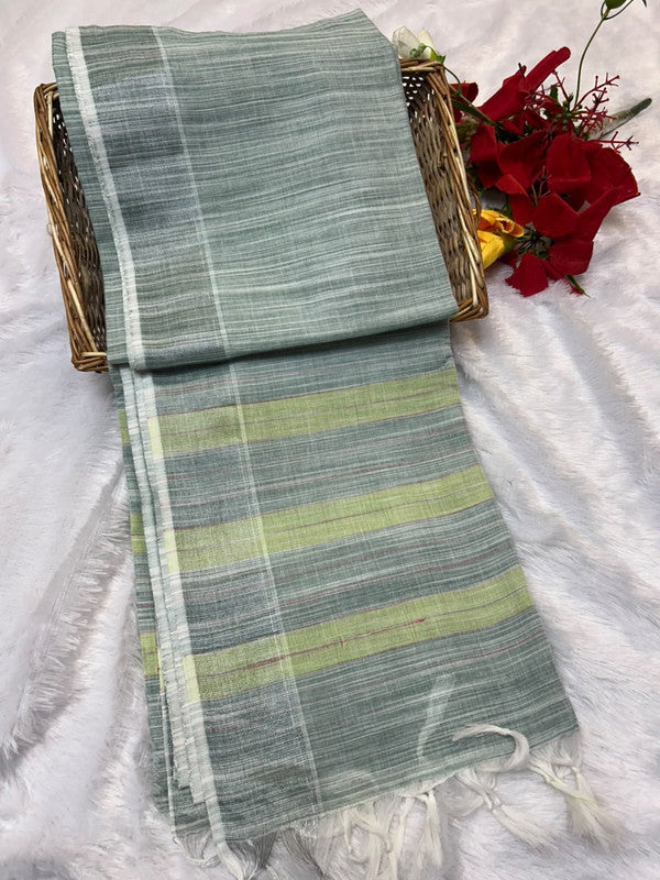 Dorothy cotton saree with zari and plain design
