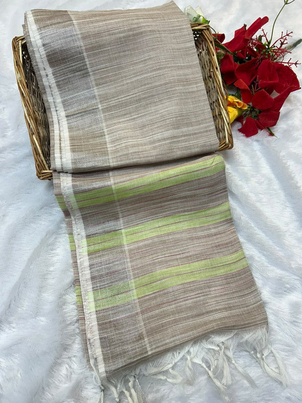 Dorothy cotton saree with zari and plain design