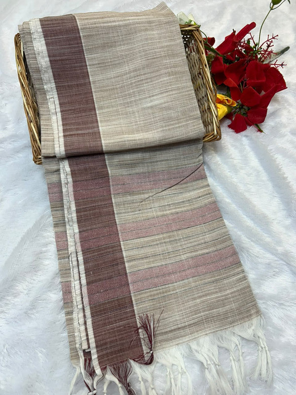 Dorothy cotton saree with zari and plain design