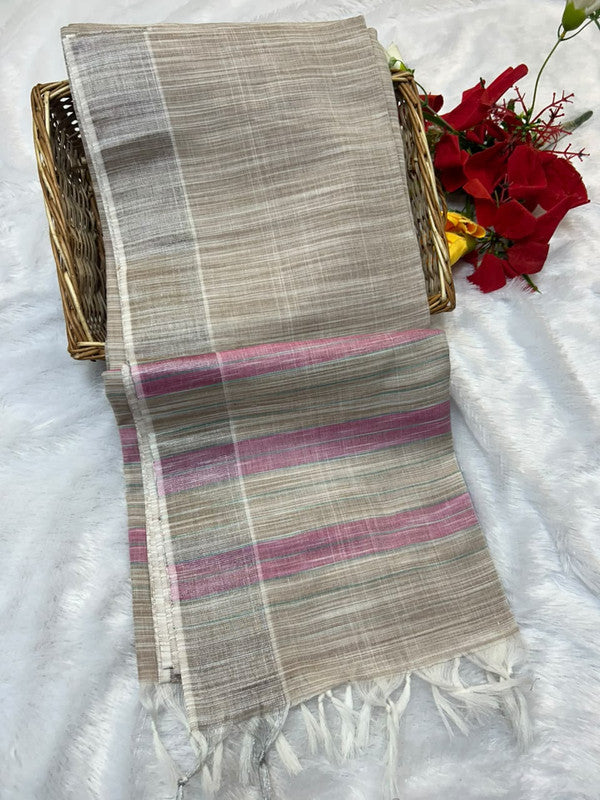 Dorothy cotton saree with zari and plain design