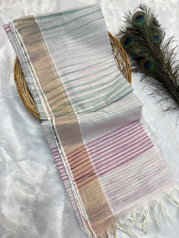 Dorothy cotton saree with zari and plain design