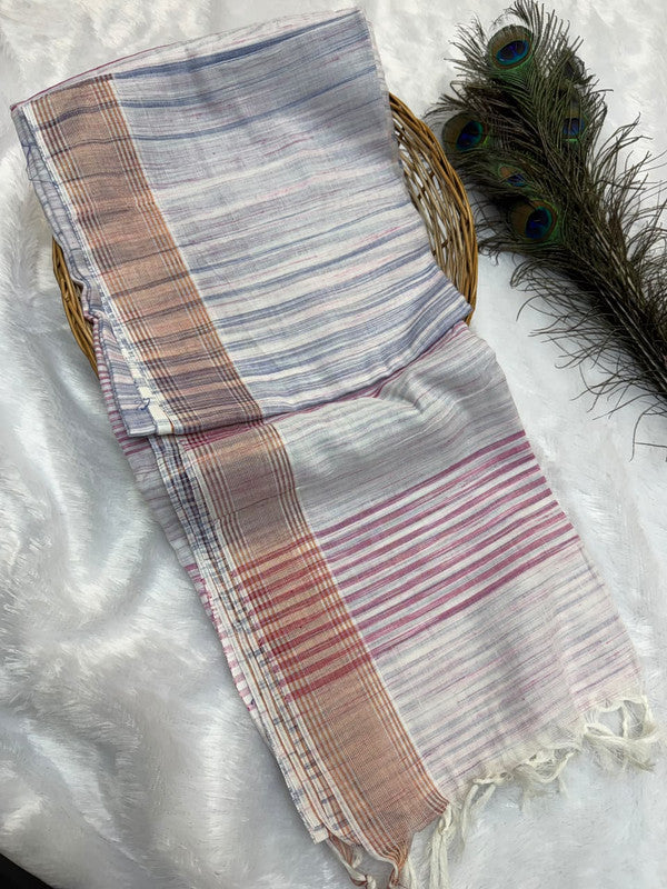 Dorothy cotton saree with zari and plain design