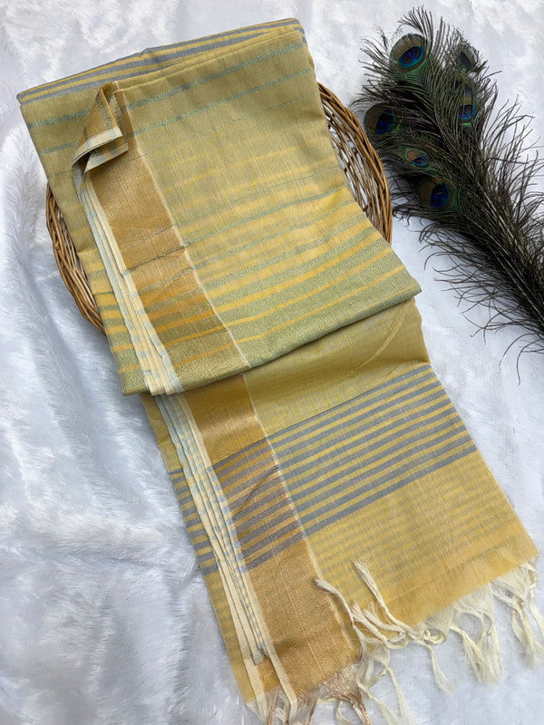 Dorothy cotton saree with zari and plain design