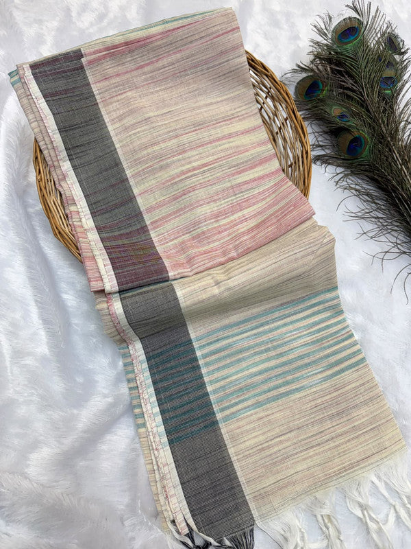 Dorothy cotton saree with zari and plain design