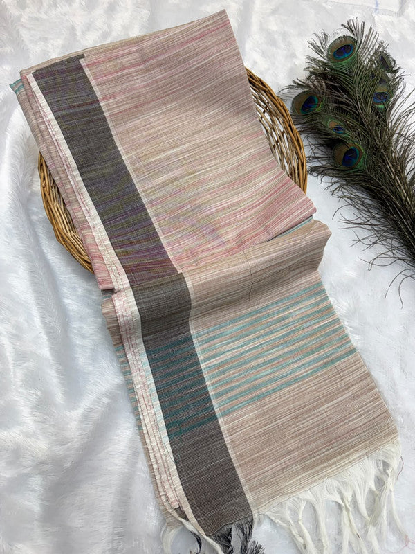 Dorothy cotton saree with zari and plain design