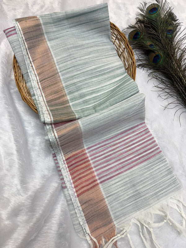 Dorothy cotton saree with zari and plain design