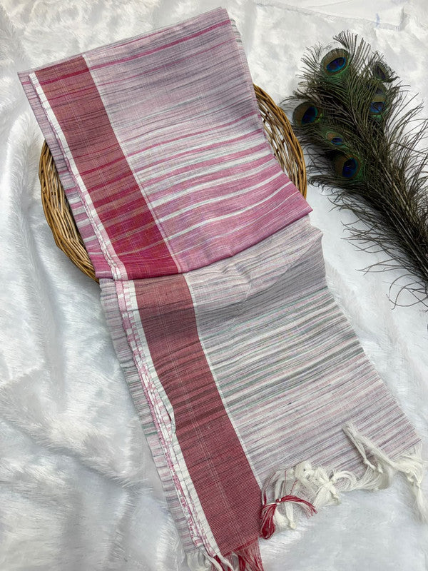 Dorothy cotton saree with zari and plain design