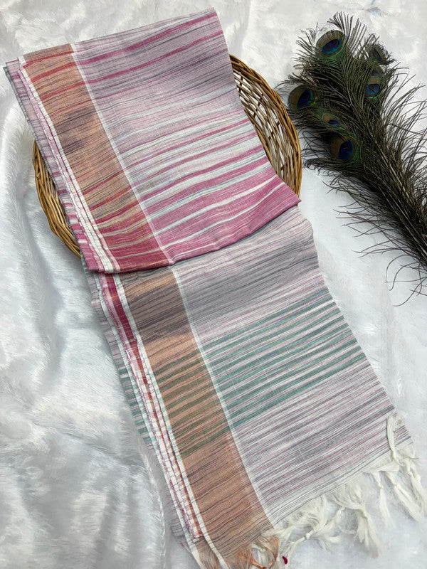 Dorothy cotton saree with zari and plain design