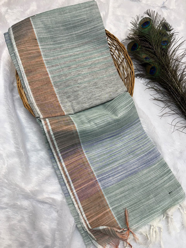 Dorothy cotton saree with zari and plain design