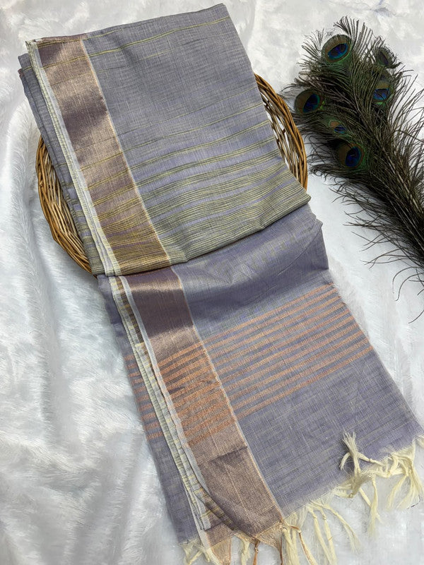 Dorothy cotton saree with zari and plain design
