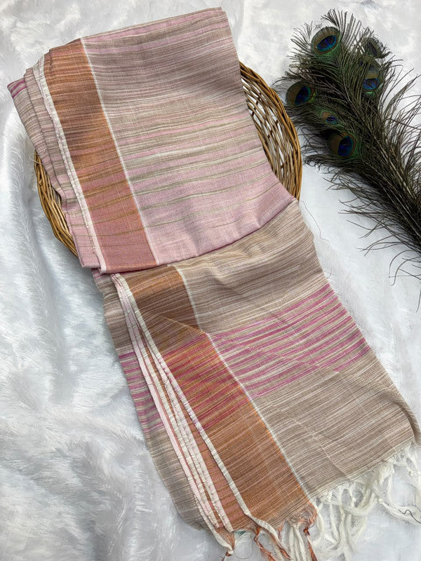 Dorothy cotton saree with zari and plain design