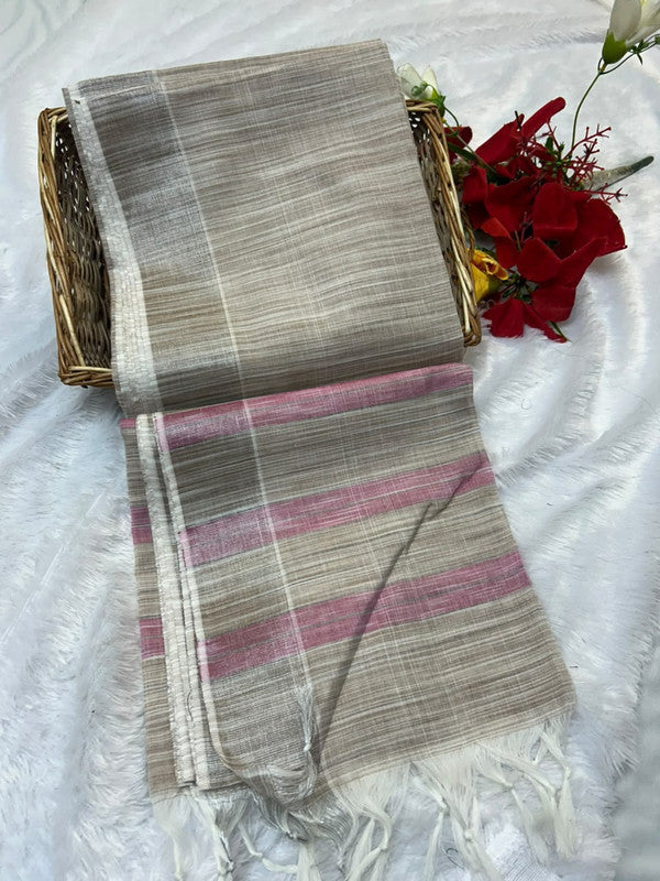 Dorothy cotton saree with zari and plain design