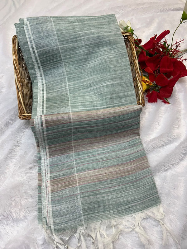 Dorothy cotton saree with zari and plain design