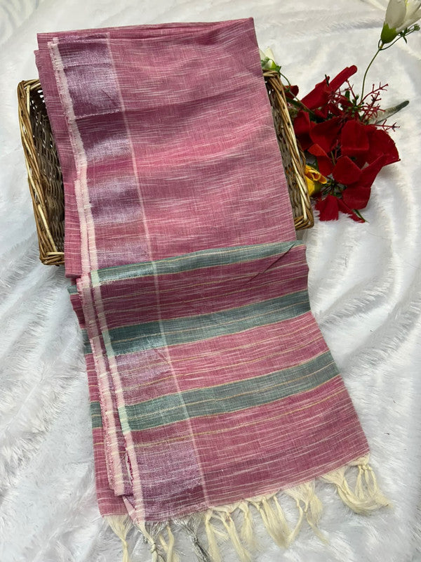 Dorothy cotton saree with zari and plain design