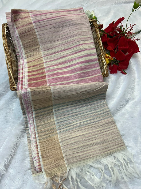 Dorothy cotton saree with zari and plain design