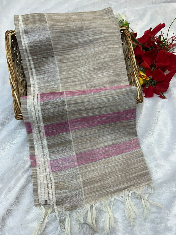 Dorothy cotton saree with zari and plain design