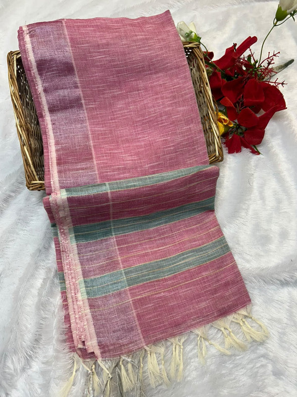Dorothy cotton saree with zari and plain design
