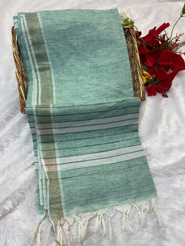 Dorothy cotton saree with zari and plain design