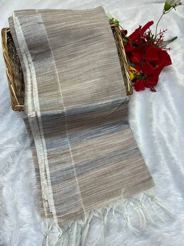 Dorothy cotton saree with zari and plain design