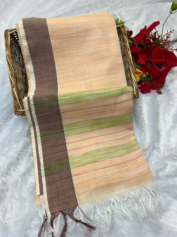 Dorothy cotton saree with zari and plain design