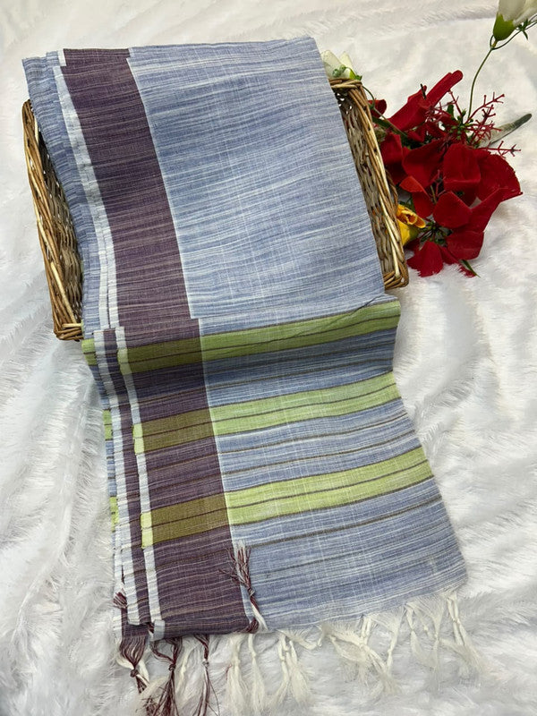 Dorothy cotton saree with zari and plain design