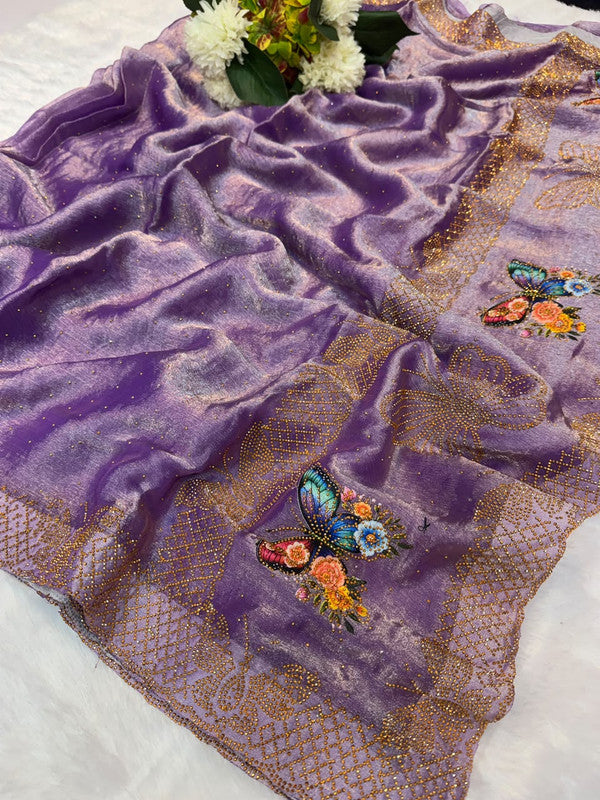 Jalpari Box Space Silk Saree with stone work